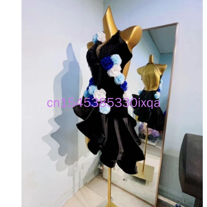 Latin Dance Skirt Sleeveless Fishtail Skirt Women Customsized Rumba Chacha Tango Competiton Professional Child Latin Dresses