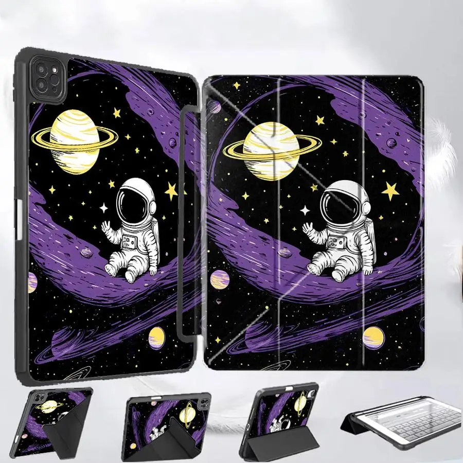 Cartoon Astronaut Holder Cover Tablet Case For iPad Mini 6 7 Pro 2025 Pro 11th 10th 9th 8th 7th 12.9inch Air 4 5 M3 M2 M4 11inch