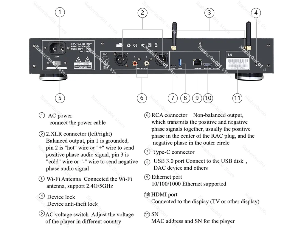 For High-end all in one solution digital audio player AKM4493EQ DAC DSD512 PCM768 Hi-res audio HDD player network music streamer