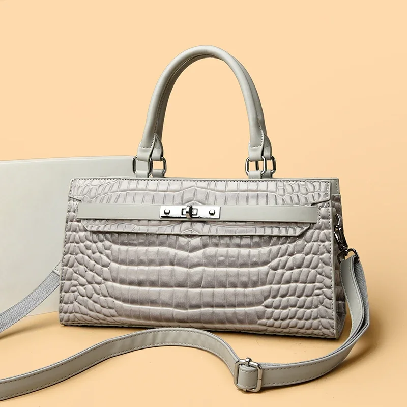 

Modern Geometric Design Shoulder Bag - Women's Leather Crossbody With Magnetic Snap Closure, Office To Evening Use