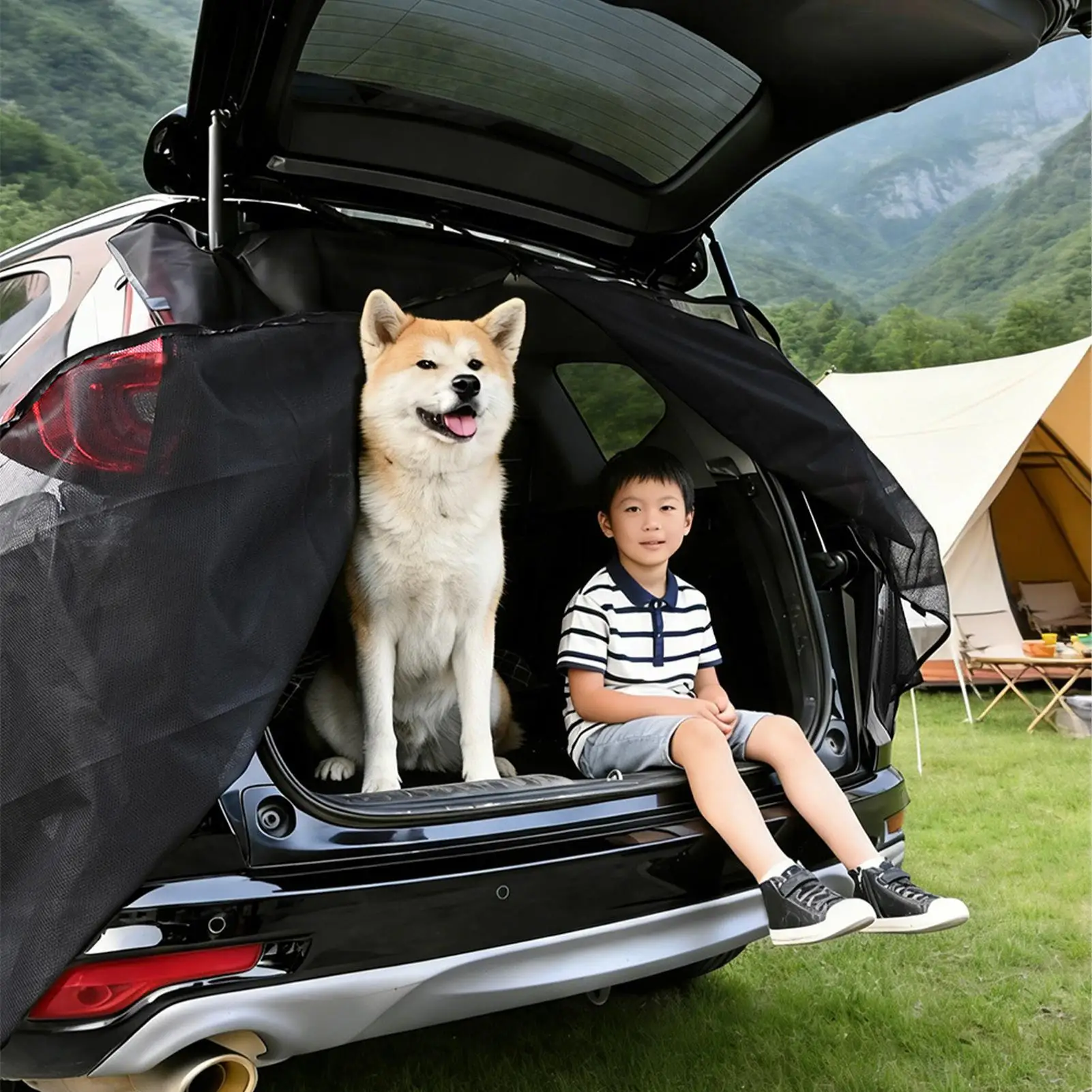 

Сетка для задней двери автомобиля для кемпинга, 59x59 дюймов, магнитная, портативная, универсальная, для защиты от посторонних глаз