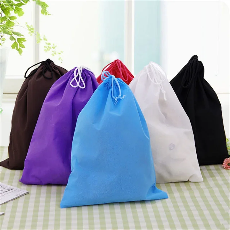 Waterproof Reusable Non-woven Portable Tote Drawstring Storage Bag Closet Shoes Bra Panties Organizer Pouch Folding Travel Bag