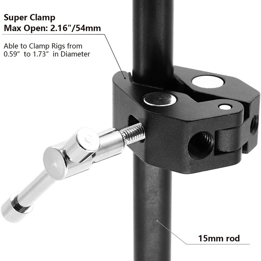 DSLR Camera Ball Head Shoe Mount, Braçadeira 1/4 "-20 Tripé Cabeça, Adaptador Hot Shoe, Cool Super Clamp