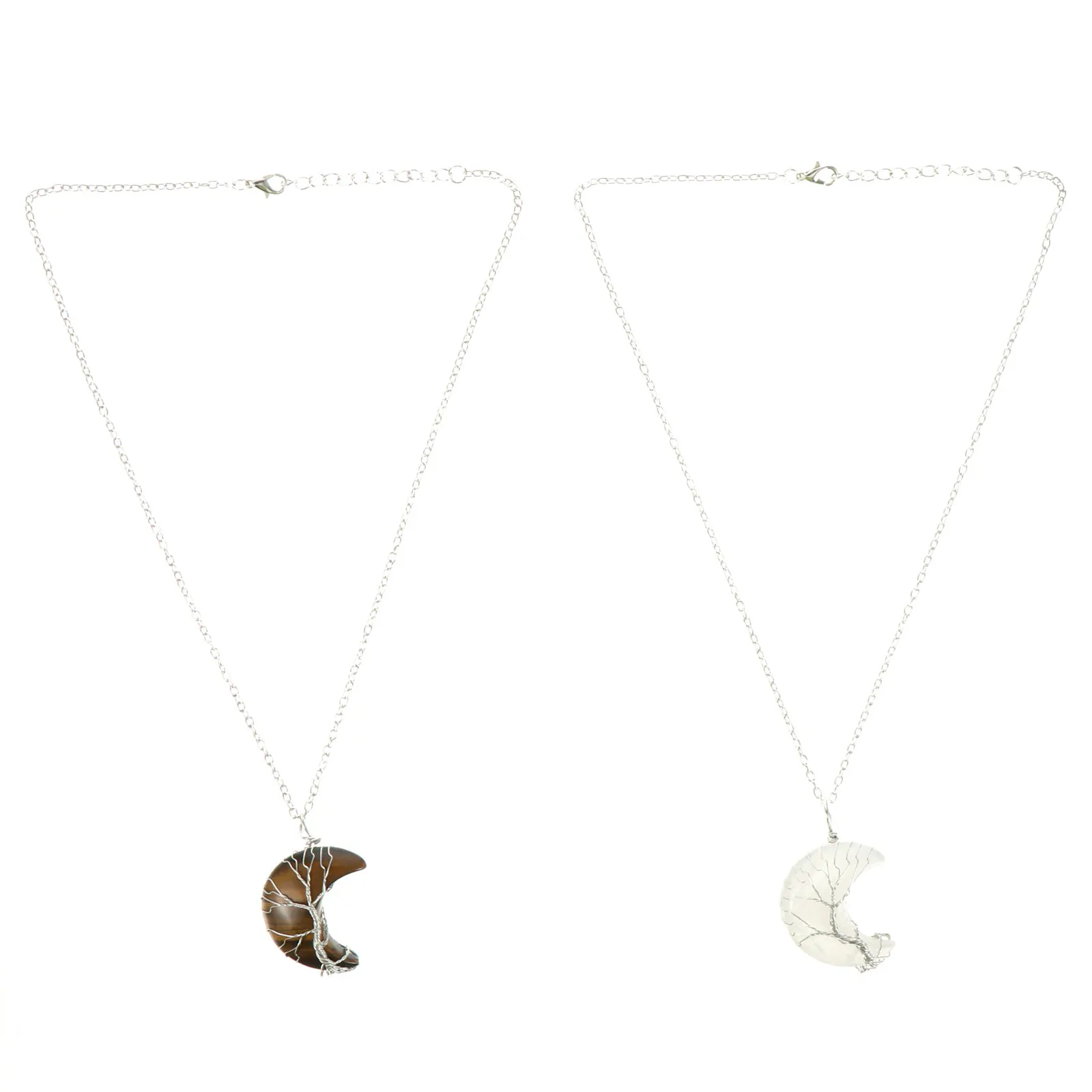 

2Pcs Moon Jewelry Trendy For Women Women Natural Stone Necklace Pendant Pendant Moonstone Shape Gifts Necklace