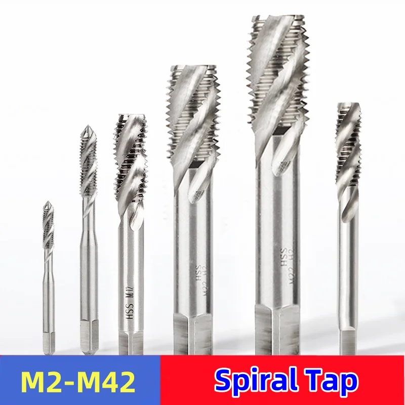 Metric HSS Spiral Flute Tap Machine Thread Screw For Metal Blind Hole M2 M3 M4 M5 M6 M8 M10 M12 M14 M16 M18 M20 M22 M24 M27 M30
