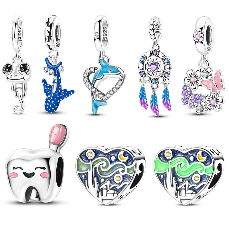 

Оригинальные подвески из стерлингового серебра 925, китовая акула, дельфин, бабочка, бусины, подвески, подходят для браслета, подвески «сделай сам», ювелирные изделия, женский подарок