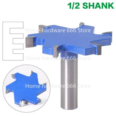 6-Tooth T-Shaped Knife 1/2 Handle 12mm Handle Woodworking Tool Lengthened T-Shaped Groove Knife Broaching Milling Cutter T-Shape