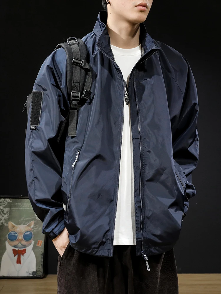 

Водонепроницаемая мужская куртка в американском ретро-стиле для осени и зимы, с воротником-стойкой, рабочая одежда, из полиэфирного волокна, с длинными рукавами, на молнии