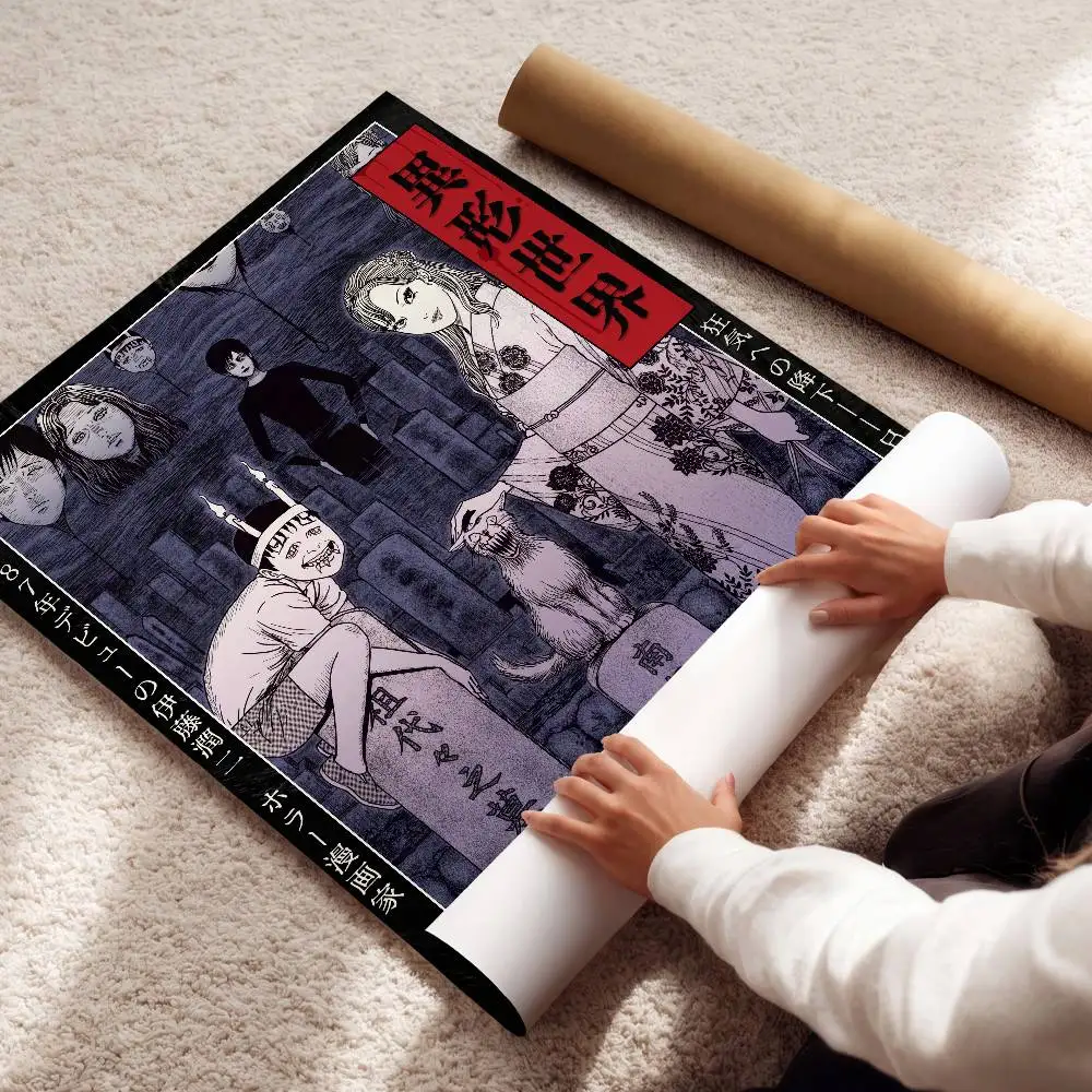 Junji Ito Anime Manga Tomie Uzumaki Poster Album Art Cover Pop Band Wall Waterproof Paper Sticker For Living Room Home Decor