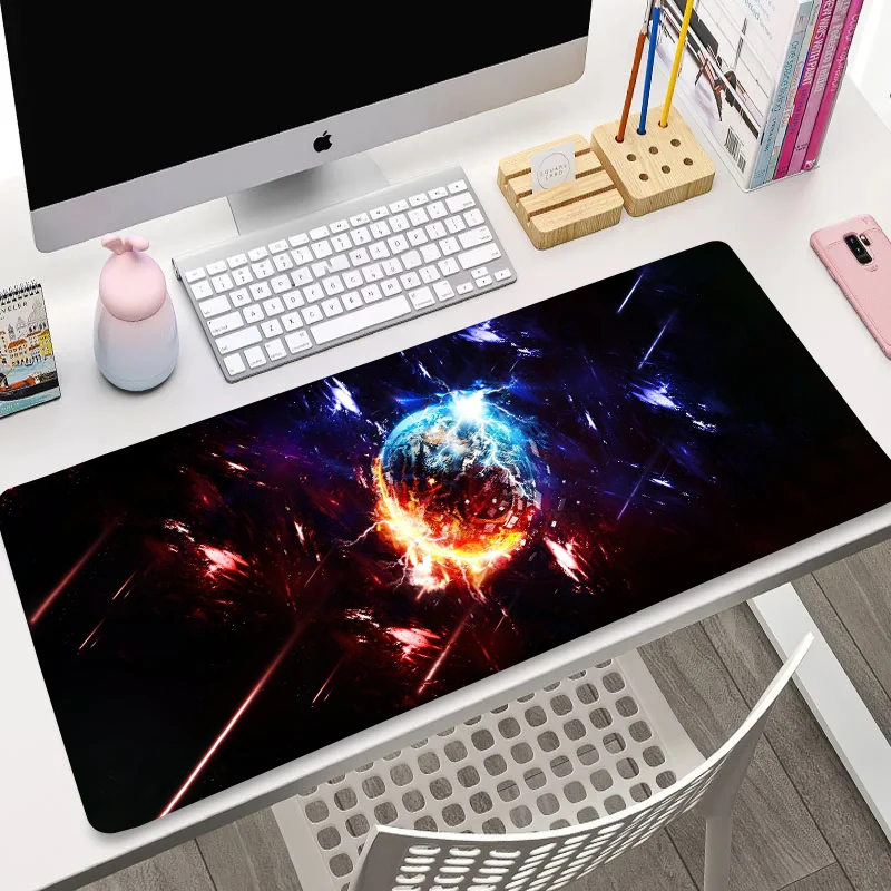 Earth Mouse Pad Exploded Starry Sky Large Mousepads Custom Made Gaming Keyboard Mat 400x900mm Office Soft Carpet Desk Mats