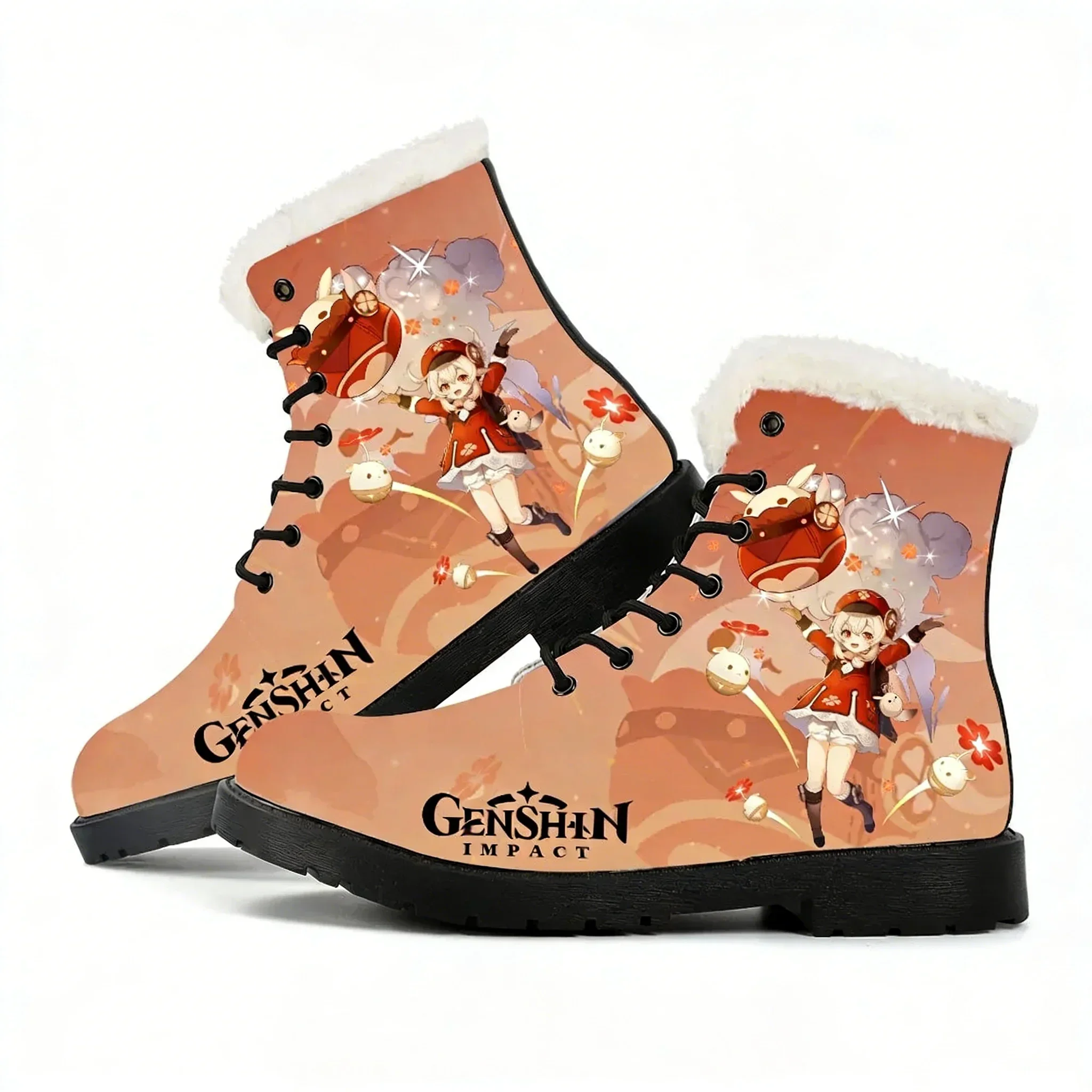 

Genshin Klee Plush Boots Mens Womens Teenagers Casual Shoes Outdoor Keep Warm Leather Boot Couple High Quality Tailor-made Shoe
