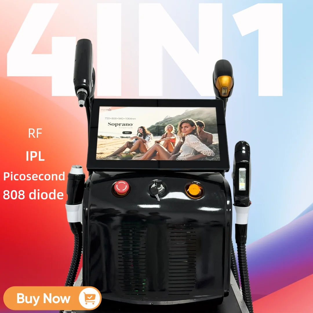 

4-in-1 Professional Hair Removal Laser Machine 4000W Painless 4 Waves 755nm/808nm/940nm/1064nm for Home & Commercial Use