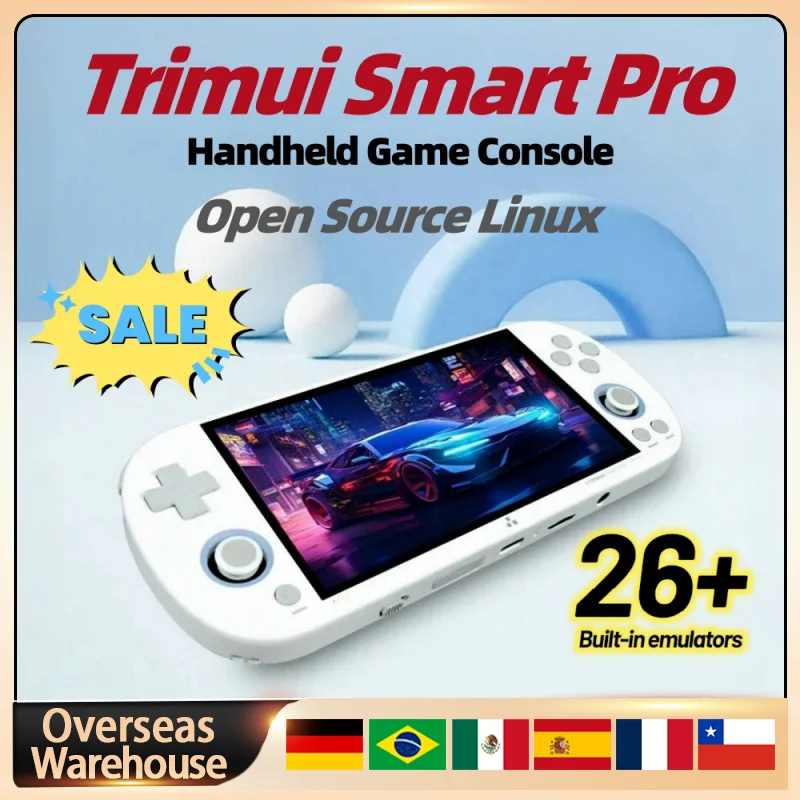 Trimui Smart Pro Handheld Game Console 4.96'' IPS Screen Joystick RGB Lighting Linux System Trimui Retro Video Game Console Gift