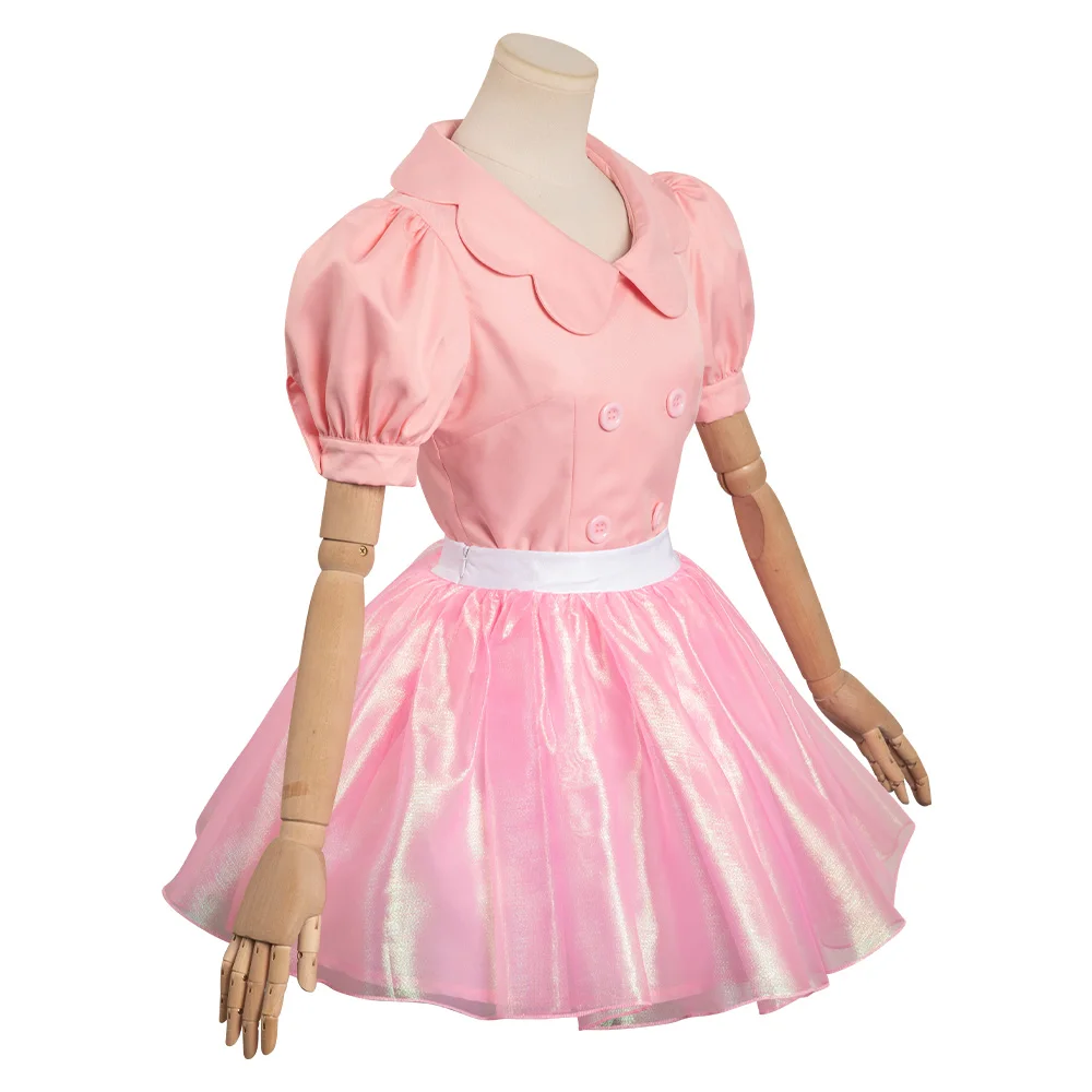 BABIER MARGOT-Costume de Cosplay en Fil Rose pour Fille et Femme, Jupe avec Haut et Chapeau, Tenue de Jeu de Rôle pour Halloween et Carnaval