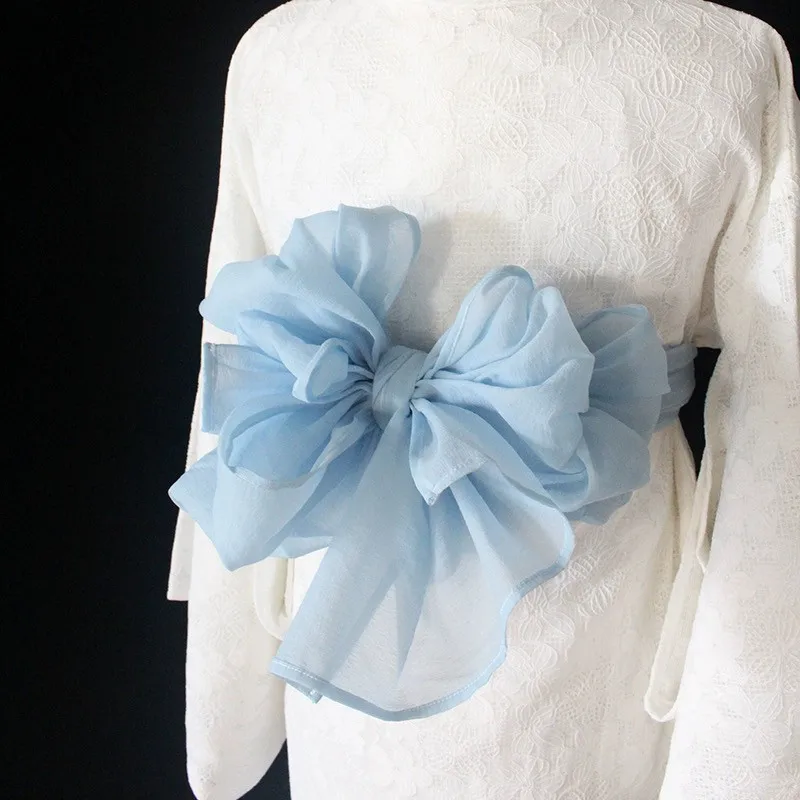 Adult Japanese Kimono Belt Gauze Fabric Traditional Yukata Belt for DIY Lady Sweet Dressing Bow Tie Clothing Accessory 4m x 45cm