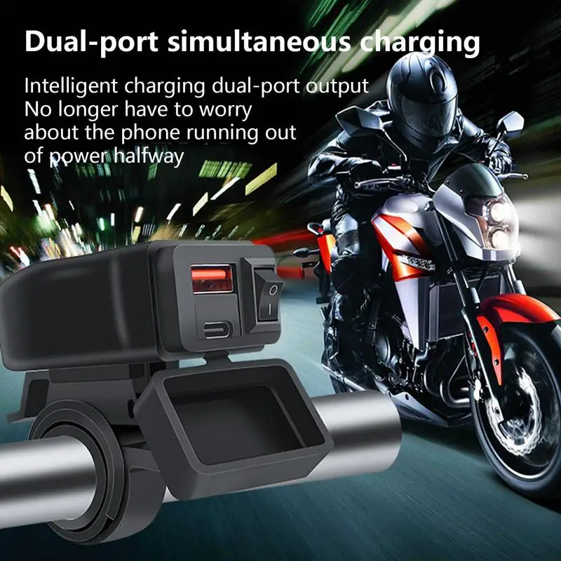 Phone Charger For Scooter Fast Charging Charger For Motorcycle Square Overcharge Protection Charger Space-Saving Charger For