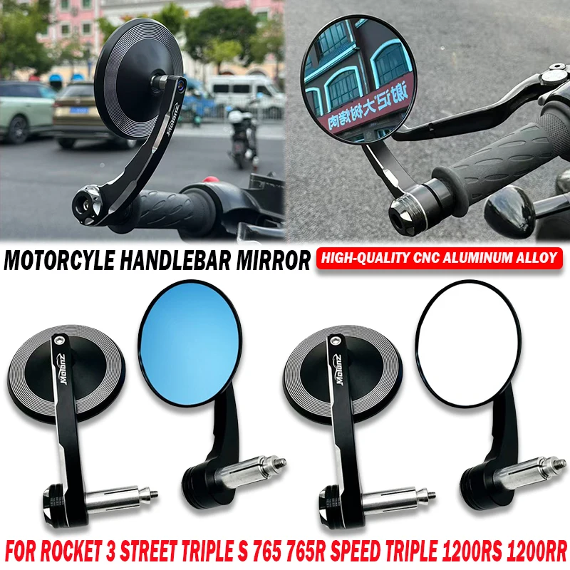

New Motorcycle Handlebar Rearview Side Mirrors Bar End Mirror Kit For Street Triple S 765 765RS 765R Bobber T120 Triple 1200RR