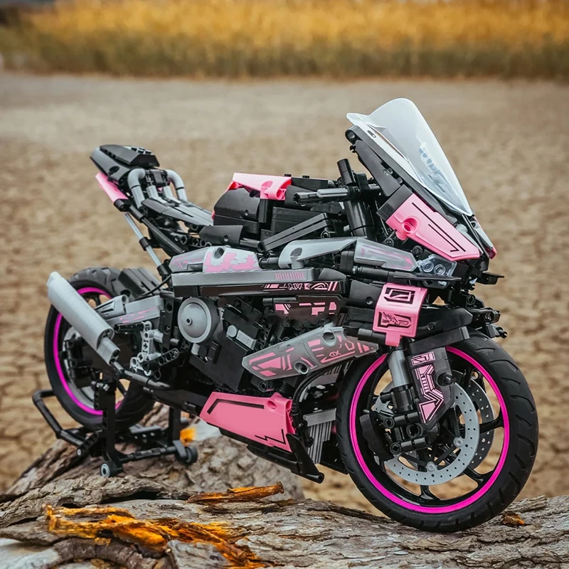 

1920PCS Pink Motorbike Building Blocks Racing Car Motorcycle Model Vehicle Locomotive Assemble Bricks Toys Gifts For Adult Boys