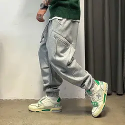 Large Men's New Style Sweatpants Men's High Street Trendy Brand Cool and Stylish Drawstring Foot Sports Pants