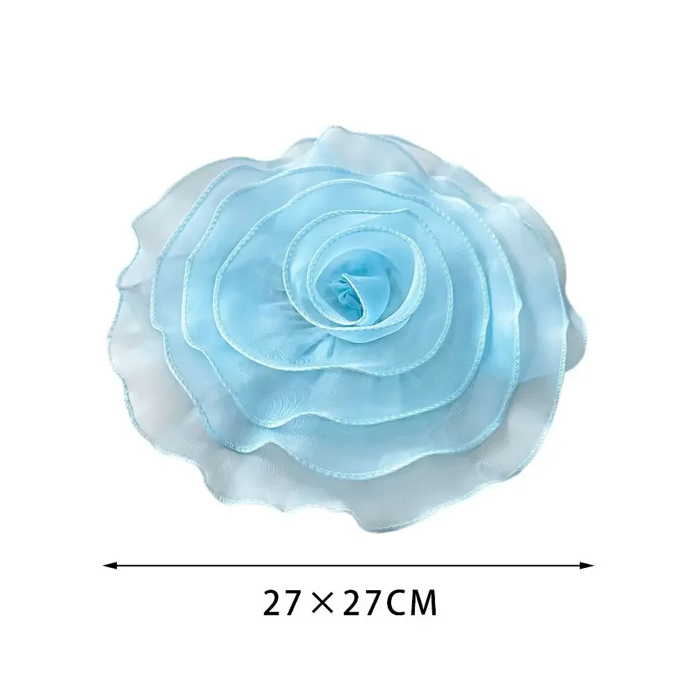 Handmade Rose Flower Patch Fashion Clothing Dress Neck Decoration Artificial 3D Flower Corsage DIY Organza Sewing Applique