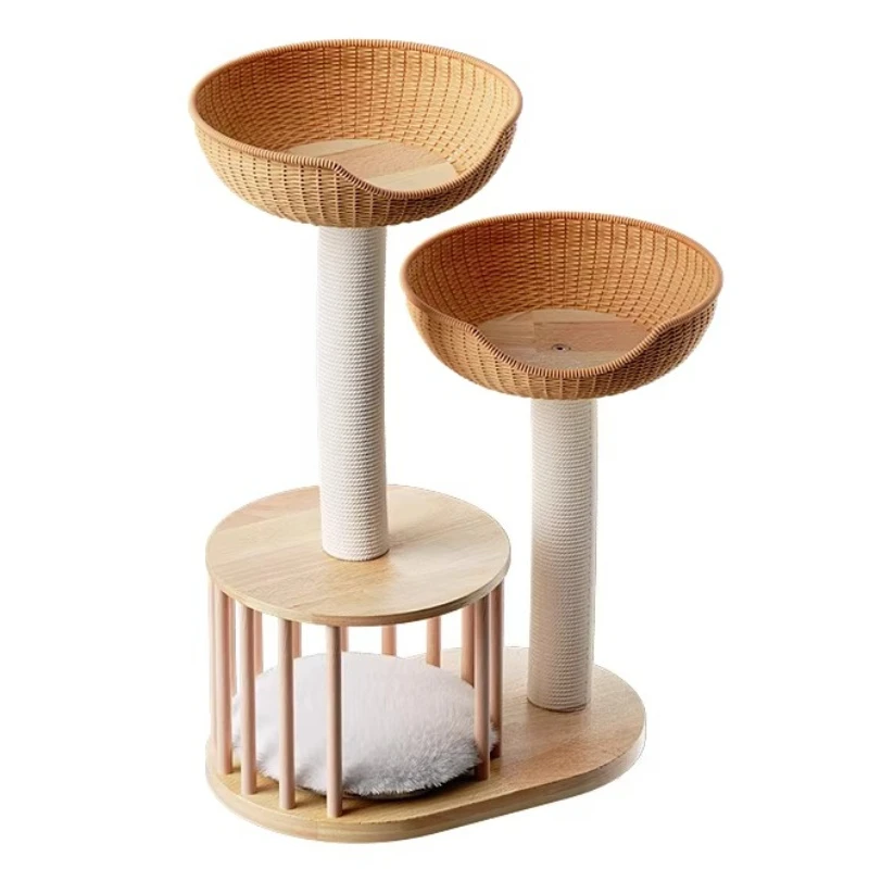 

Solid Wood Rattan Cat Nest Integrated Does Not Occupy Space Capsule Sisal Small Apartment Cat Rack