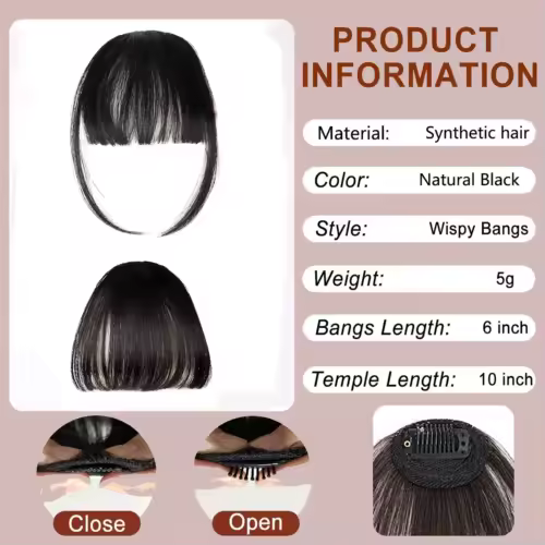 Fake Air Bangs Hair Styling Tools Hair Clip-In Extension Synthetic Hair Fake Fringe Natural False Hairpiece Women Clip In Bangs - Image 3