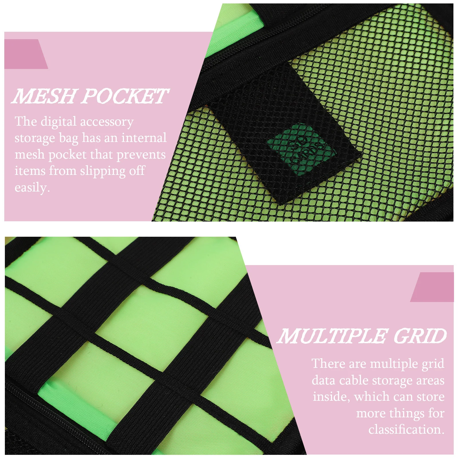 

Pink 2 Organizer Bag USB Hard Drive Plug External Flash Drive Travel Accessory Pouch