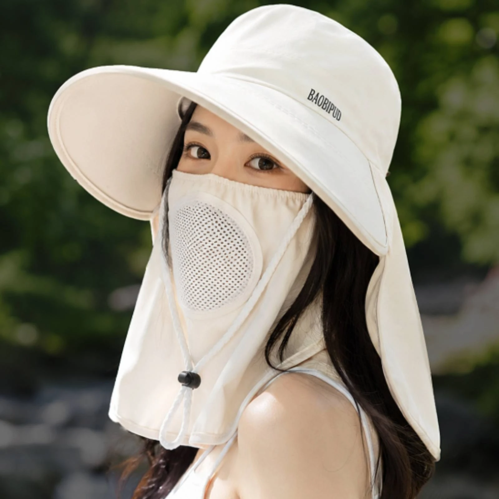 

UPF 50 Sun Hat Adjustable Chin Cord Neck Flap Sun Hat for Outdoors