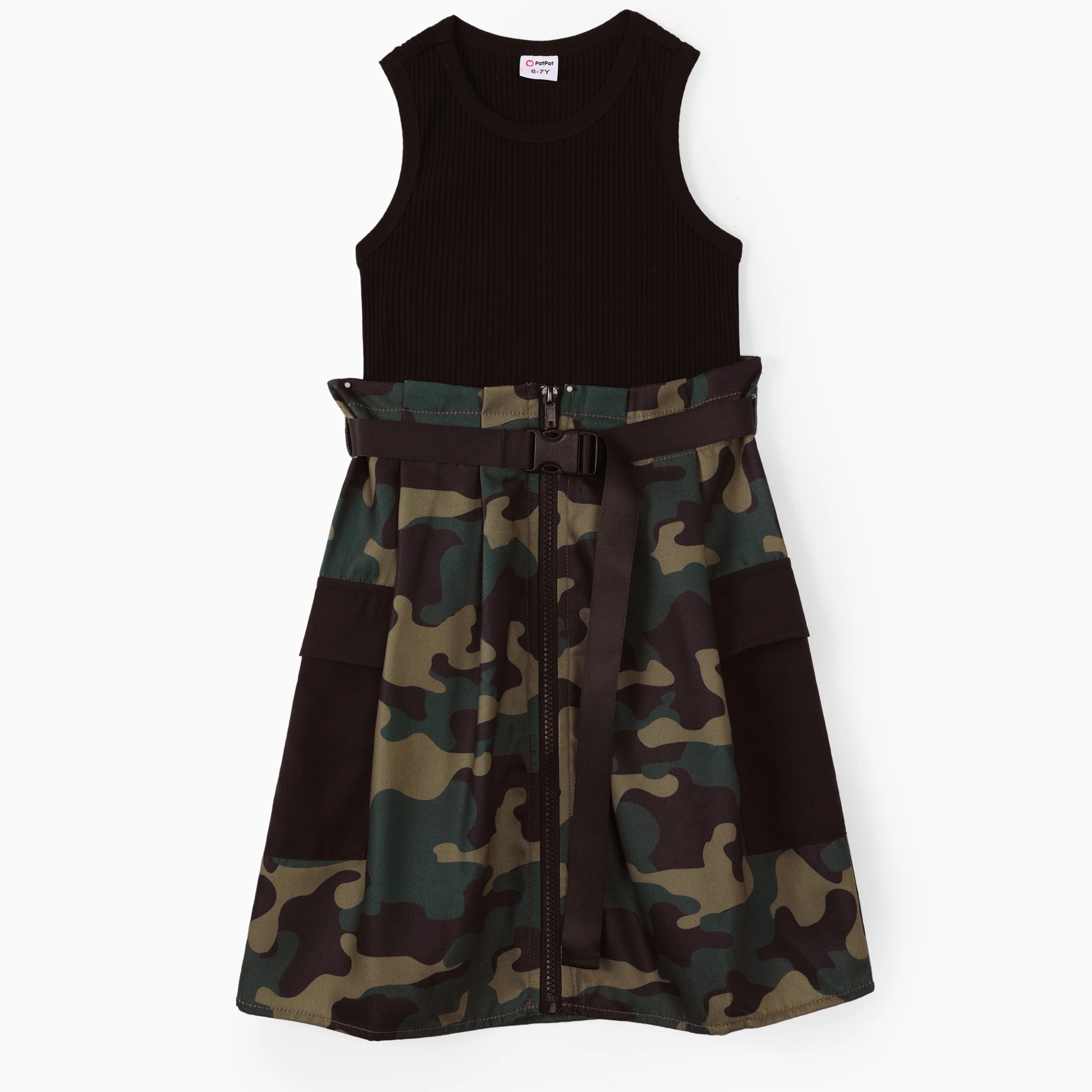 

PatPat Kid Girl 2pcs Tank Top and Camouflage Print Skirts Set