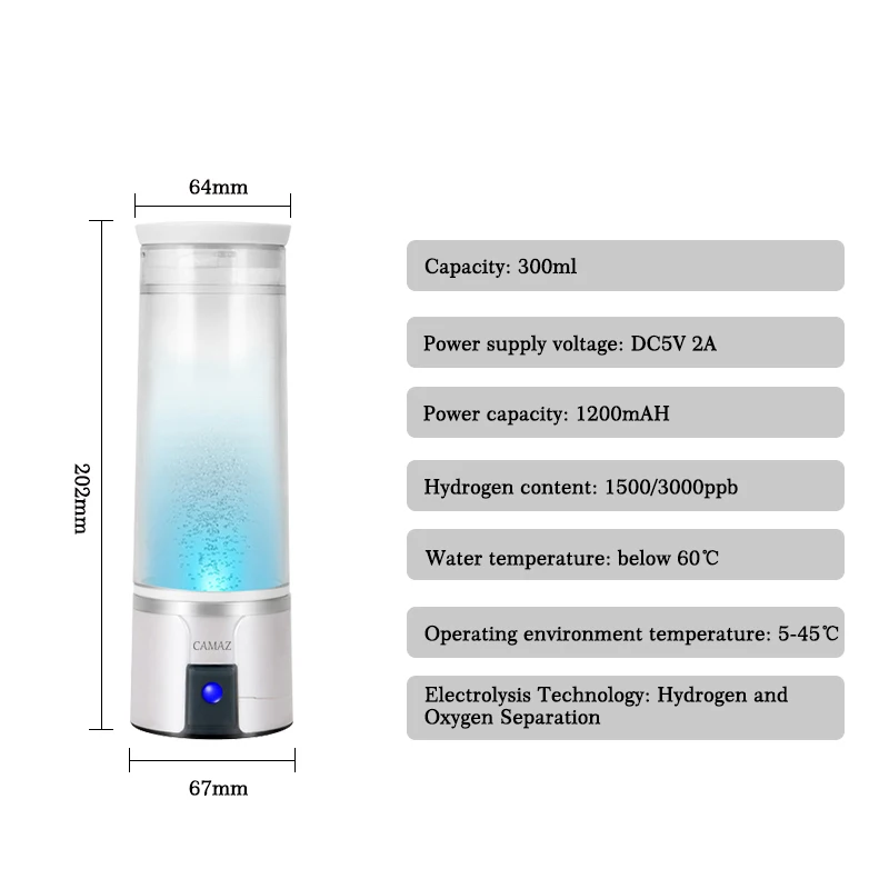 수소가 풍부한 물 컵 전기 수소가 풍부한 물 생성기 병 고농도 수소 산소 분리 물 컵