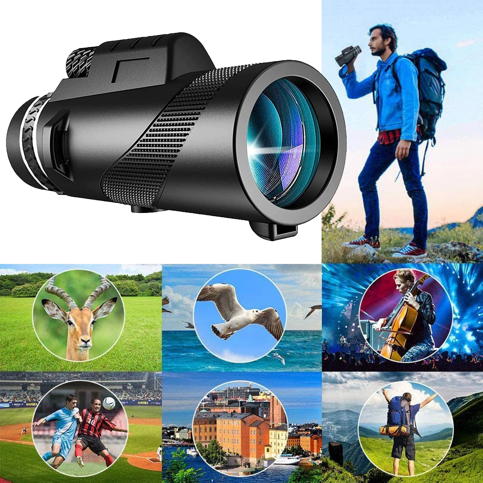 Monocular Telescopes 80X100 High Power Hd Portable Mini Waterproof Lightweight Compact Monocular For Bird Watching Travel