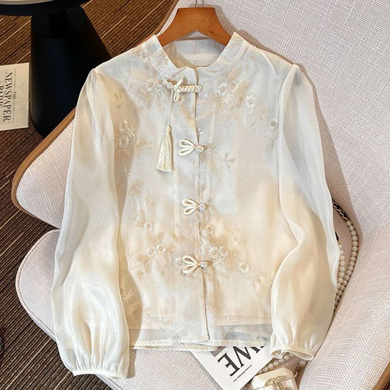 

Новая женская рубашка в китайском стиле Ханьфу для весны и лета 2026 года, укороченный топ