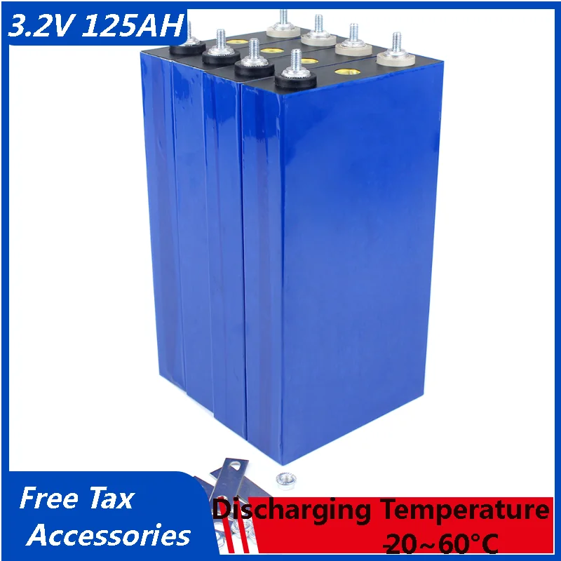 

4-16 PCS 3.2V 125Ah Lithium Iron Phosphate Lifepo4 Rechargeable Battery Long Cycle Life DIY for PV RV Solar Power System