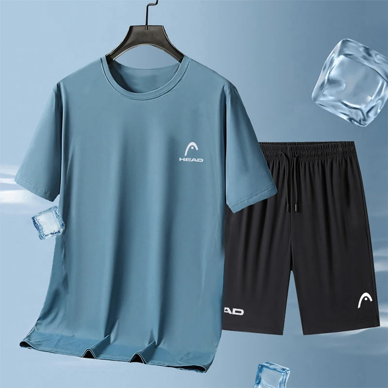 New Summer Men's Sportswear Men's Breathable Tennis Shorts Suit Quick-drying Badminton Short-sleeved Outdoor Running T-shirt