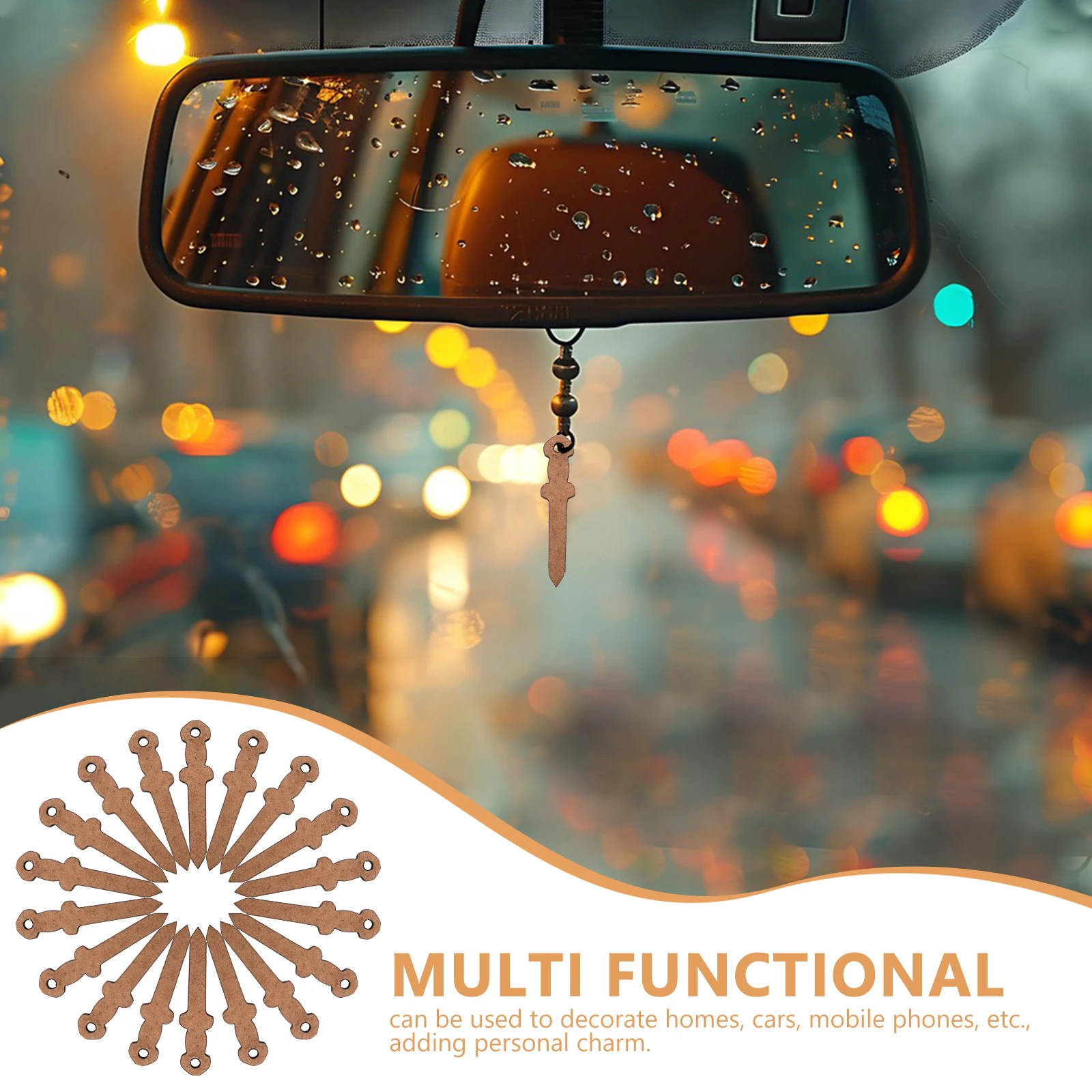 50 قطعة المعلقات نحت الخشب الخوخ الخشب DIY بها بنفسك اكسسوارات ريفي اليدوية حقيبة السحر الإبداعية سلاسل المفاتيح خشبية معلقة الزينة #2