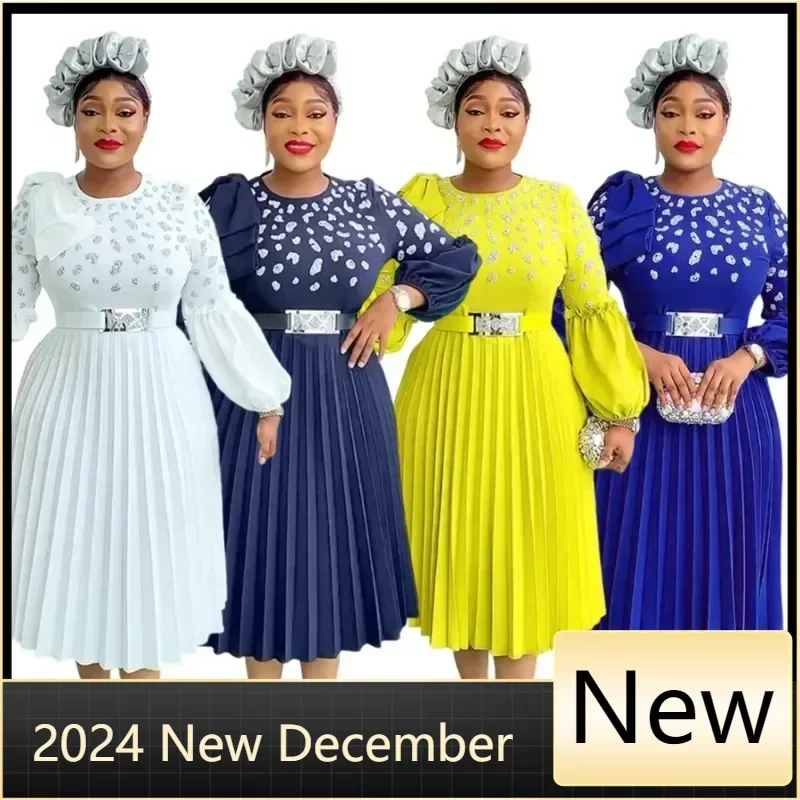 

African Dresses For Women Elegant 2025 Spring Autumn Dashiki Midi Dress Ladies Traditional African Clothing Fairy Dreaes