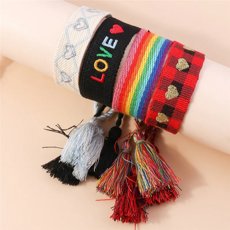 Aihua Boho Colorful Woven Rope String Bracelet Handmade Chic Webbing Friendship Bracelets for Women Lucky Jewelry Gift