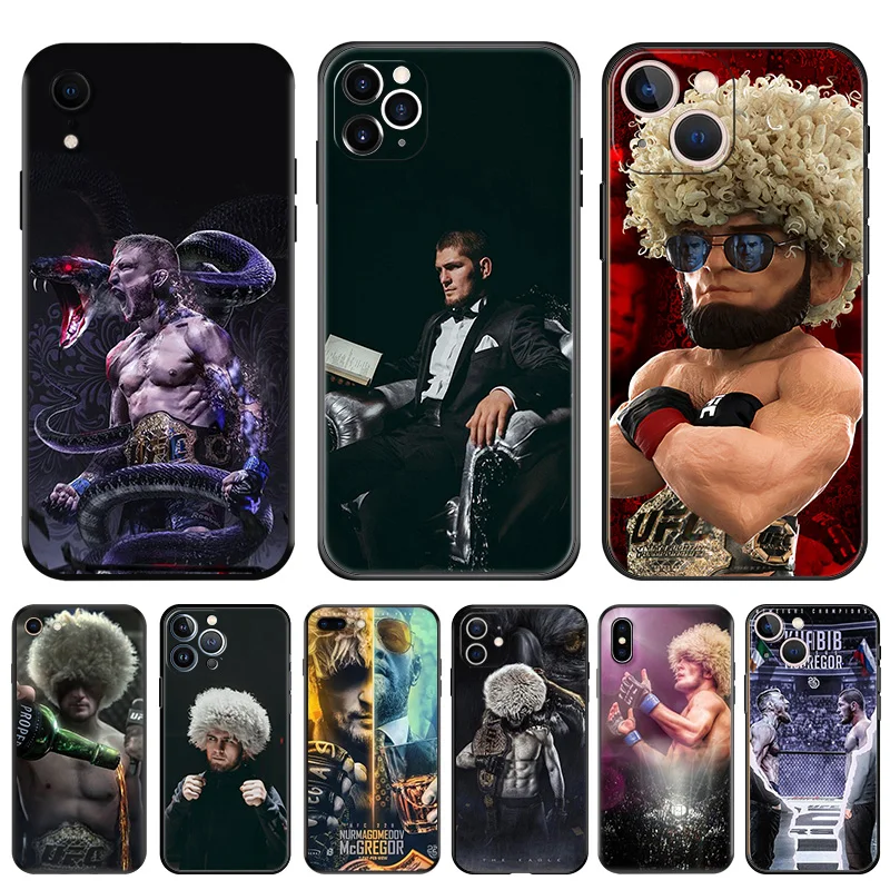 Black Soft Phone Case for Apple iphone 16 15 14 13 12 Mini XS 11 Pro Max XR 7 8 Plus X 16ProMax KHabib Nurmagomedov Boxing Cover