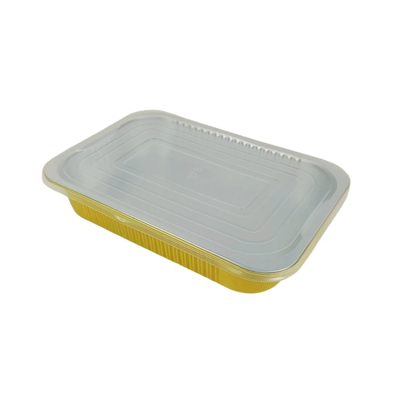10Pcs 3500ml Large Gold Foil Containers Rectangular Disposable Aluminum Pans Heavy Duty Heat Resistant Baking Roasting BBQ Tray