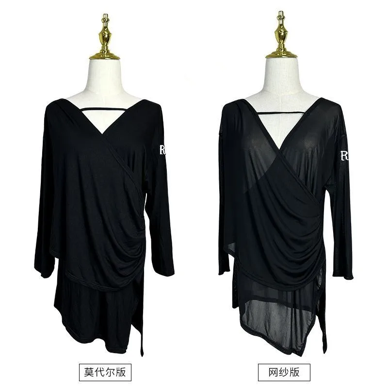Customized Latin Dance Dress Loose Cover Shirt Long Sleeve National Standard Dance Practice Outfit R126