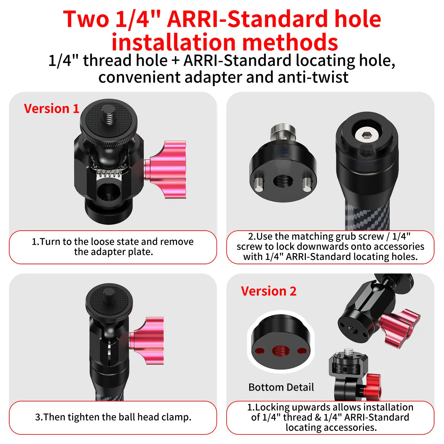 17mm Kugelkopfklemme 360° Drehbar 2kg Tragkraft Mini für Gopro Insta360 DJI OSMO Action-Kamera Motorrad-Lenker Fahrrad-Stativ – Detail 3