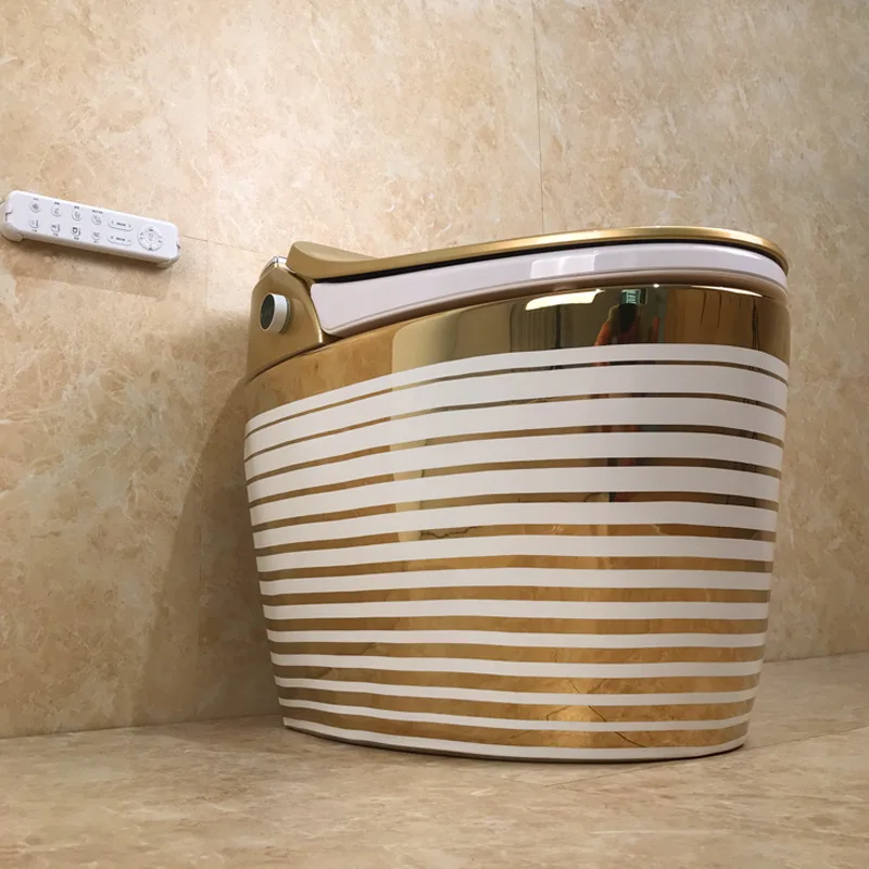 Gold ceramic integrated style intelligent toilet,fully automatic seat toilet,high-quality no-fading sensing flush toilet YX508RM