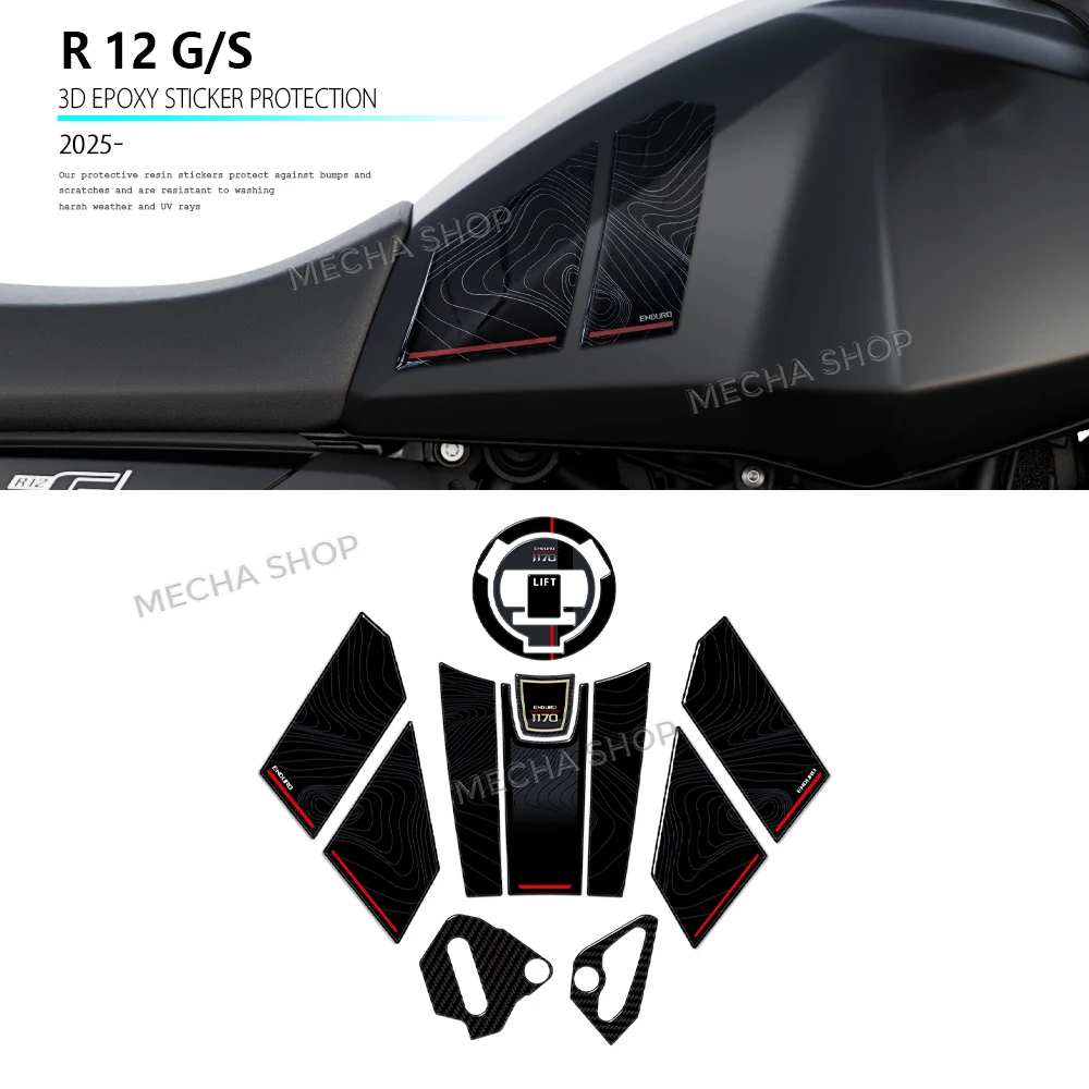 For R12 G/S R12 G/s R12 GS 2025 2026 Accesorios 3D Tank Pad Side Fuel Tank Pad Waterproof Stickers