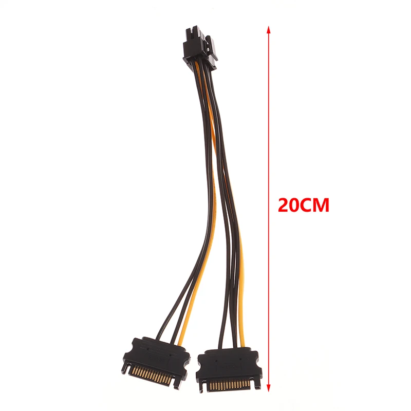 1PC Netzteil Kabel Dual 15Pin SATA Stecker Auf PCIe 8Pin Stecker PCI Express PCI-E Grafikkarte Splitter Adapter