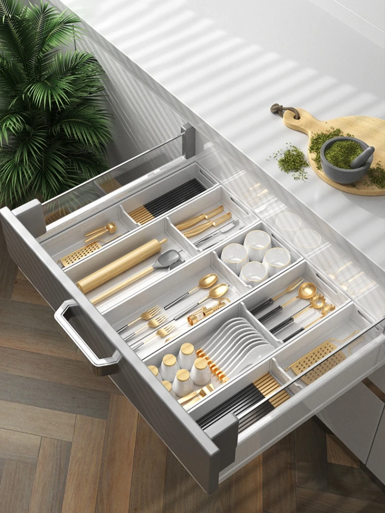 Kitchen Divider Container Drawer Storage Box Cutlery Separation Rack Chopstick Fork Spoon Rack Cabinet Desk Kitchen Organizer