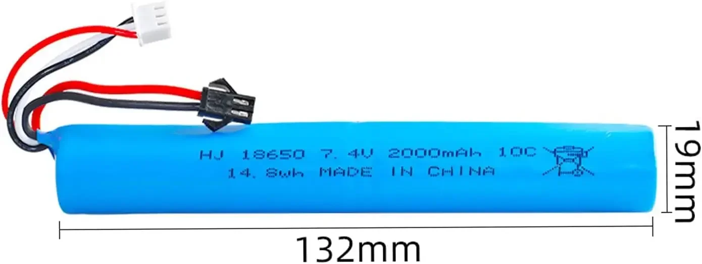 Akumulator litowo-jonowy 7,4 V 2000 mAh do elektrycznej kulki wodnej Automatyczny pneumatyczny pistolet zabawkowy / żelowa kulka Blaster Zabawki