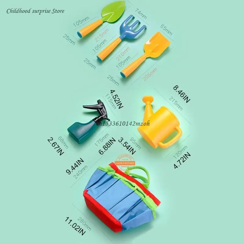 Pack/6Pcs Sand Castle Toy Outdoor Gardening Tool Bag Sandpit Toy with Shovel Dropship