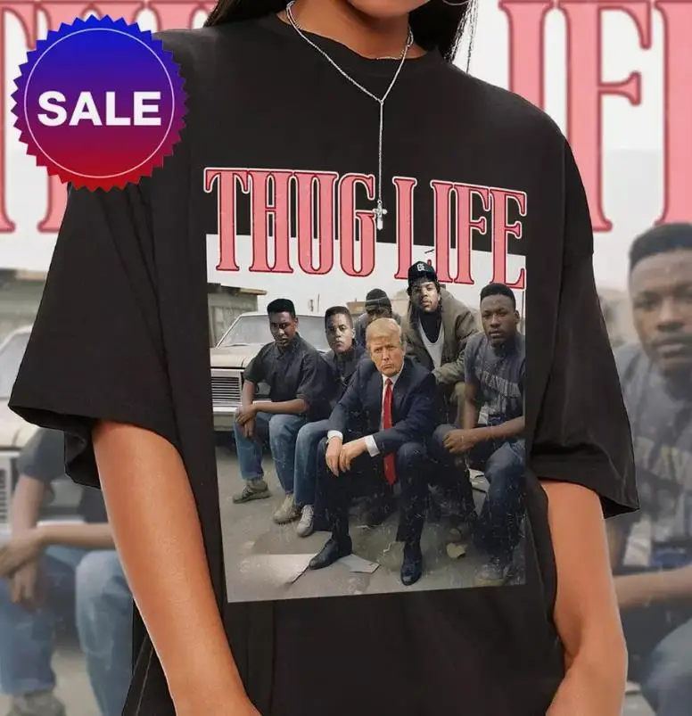 

Trump Thug Life T-Shirt, VTG 2024 Election Shirt Gift For Independence Day