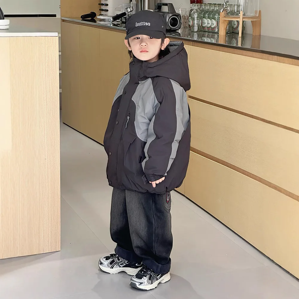 Children Clothing Fashion Casual Thick Cargo Hooded Top 2024 Winter New Boy Korean Style Warm and Comfortable Down Jacket