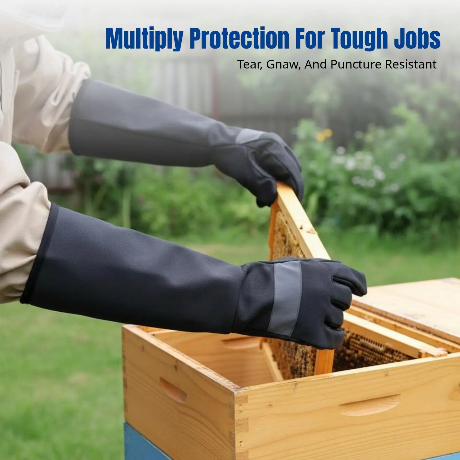 

Перчатки для пчеловодства из овчины, защитные длинные перчатки для садоводства, устойчивые к истиранию, для мытья домашних животных